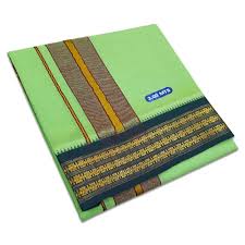 [DH0016] Silk Border Dhoti - Plain - White - Cotton - 3.0m