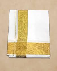 [DH0022] South Cotton Dhoti - Plain - Beige - Cotton - 3.0m