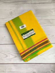 [DH0045] Printed Dhotis - Striped - Black - Cotton-Silk - 2.5m