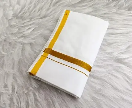 White Dhoti (Premium Cotton) (Paisley)