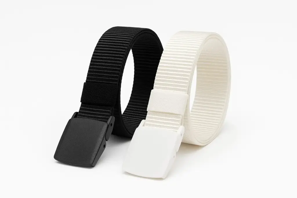 Men Casual Black, White Nylon Belt (Free Size, White)